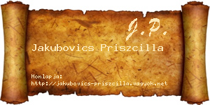 Jakubovics Priszcilla névjegykártya
